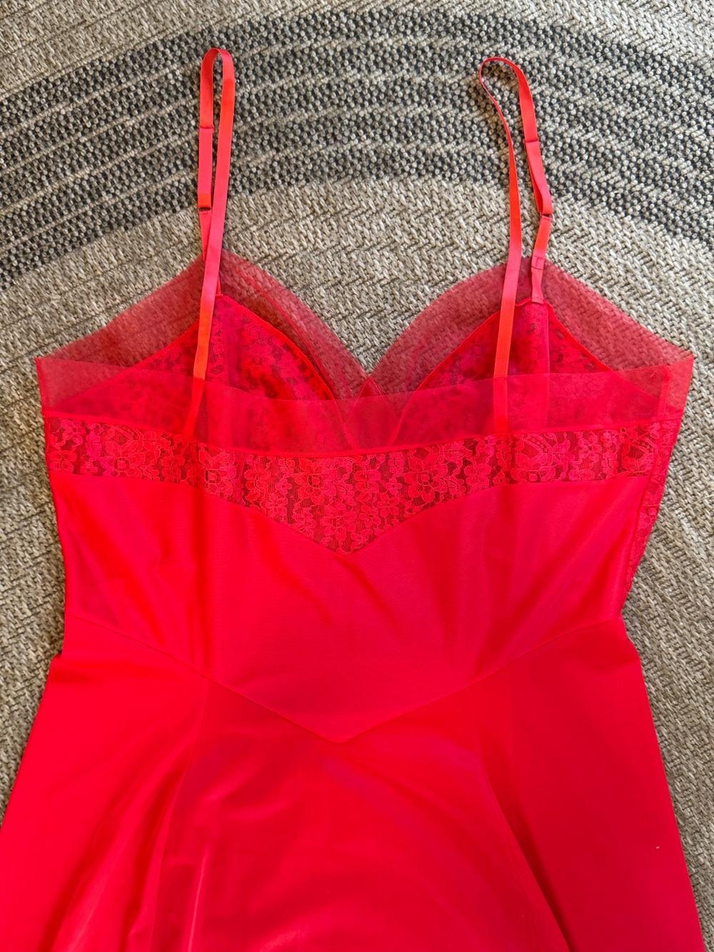 Vtg Van Raalte Red Opaquelon Nylon Full Slip 7908A Lace Size 40 PinUp 1950s - Picture 8 of 16